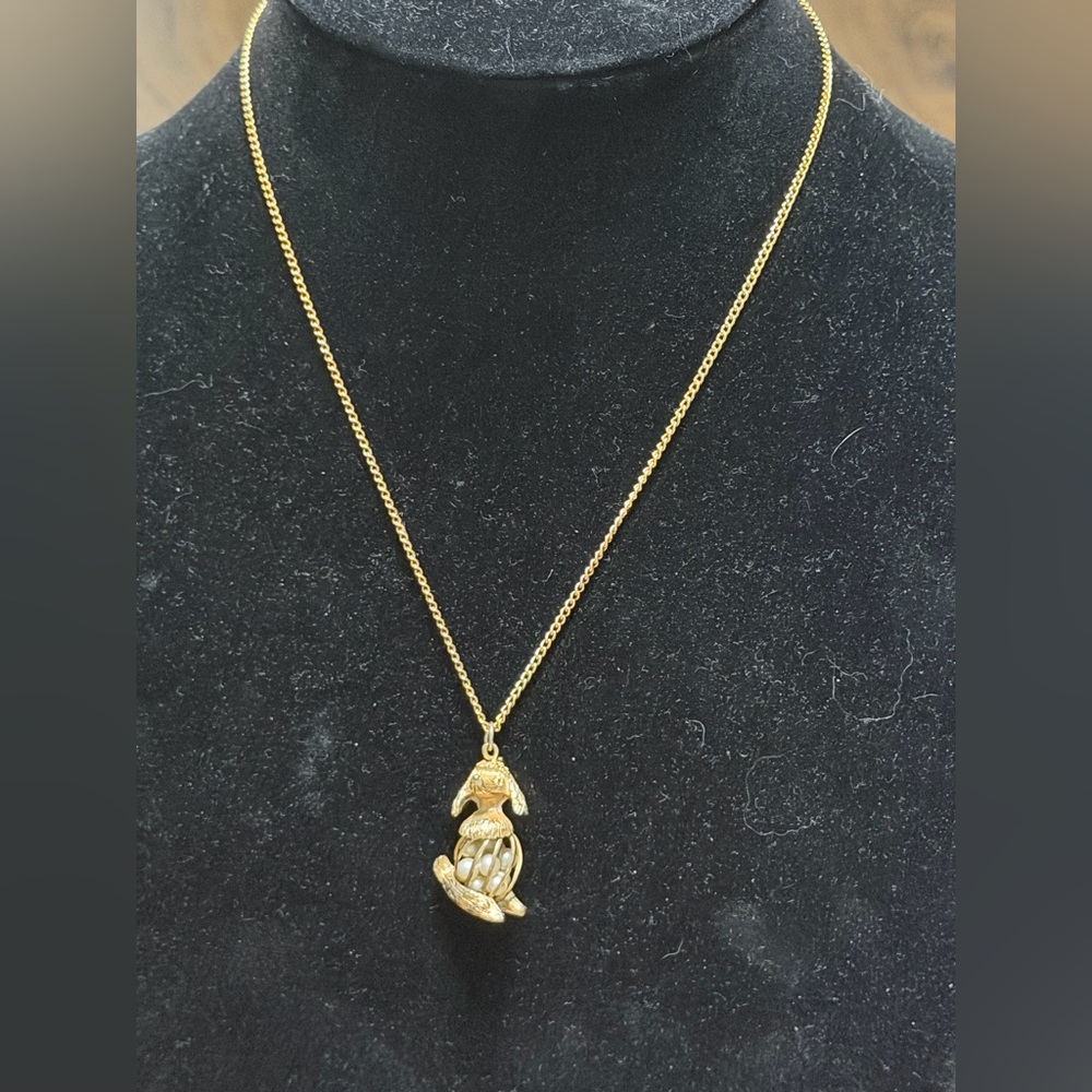 Vintage Napier dog in a cage  Gold Pendant Necklace